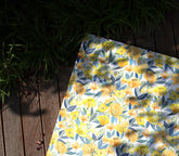 半碼韓國製造水彩黃色花園圖案布料